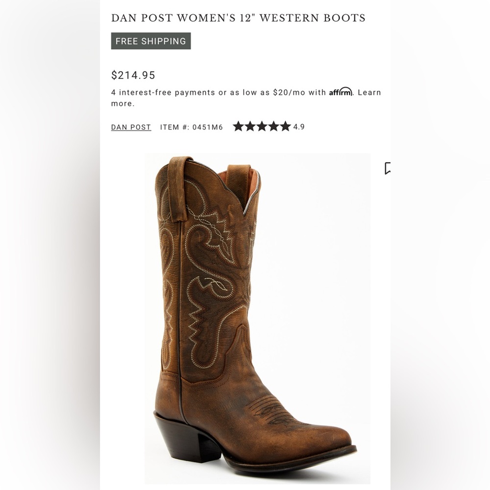 Dan Post Tan Leather Cowboy Boots